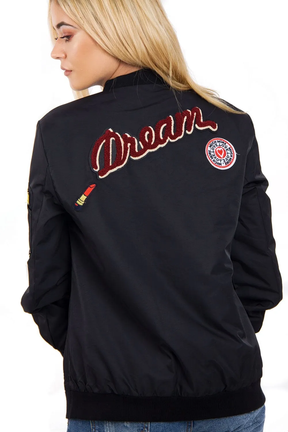 Oversized Applique Bomber Jacket