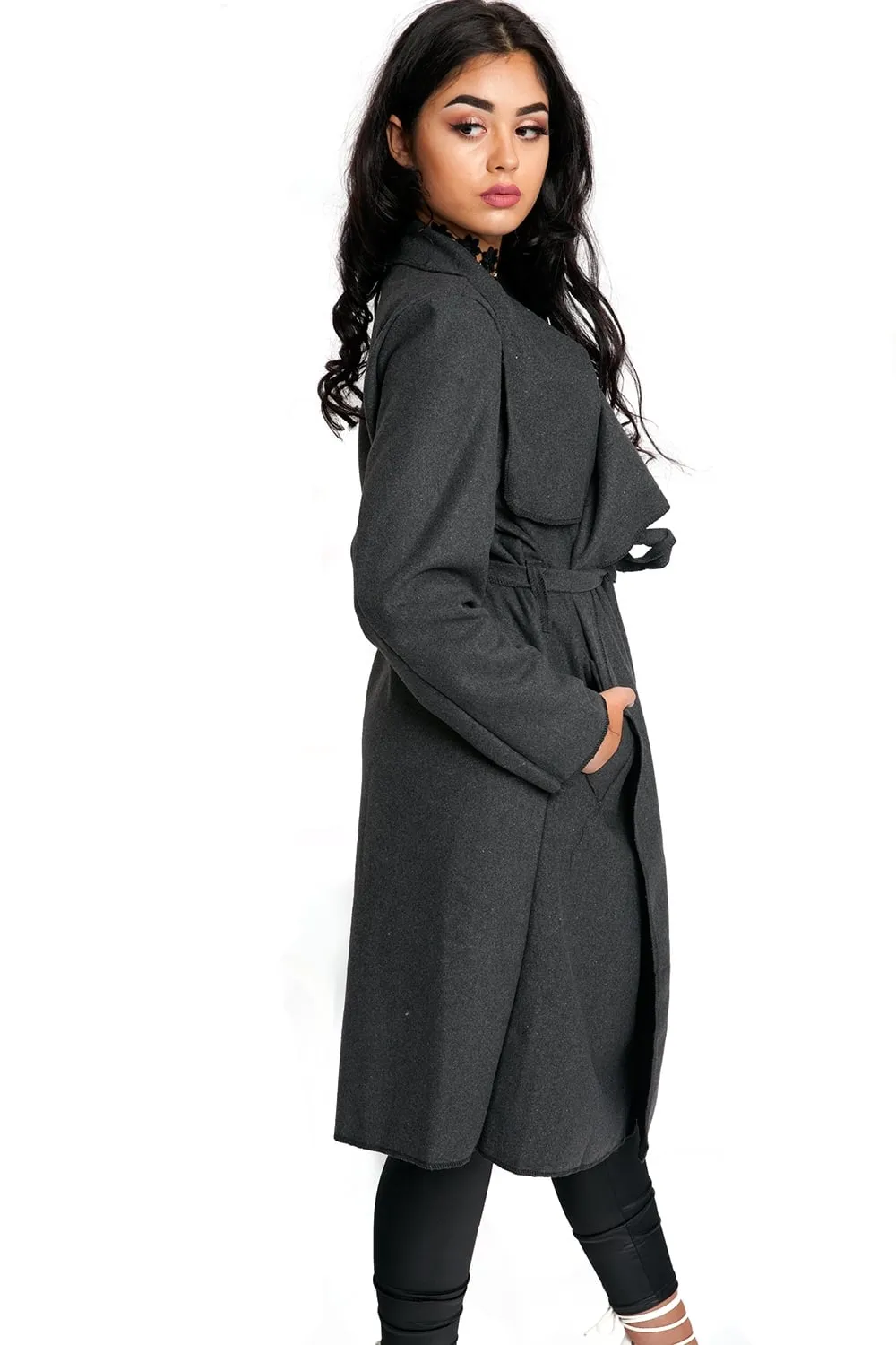 Oversized Wool Waterfall Trench Jacket Coat