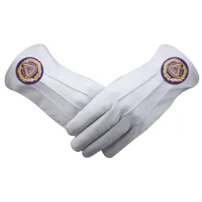 Past Grand Master Blue Lodge Gloves - Leather With Purple Patch