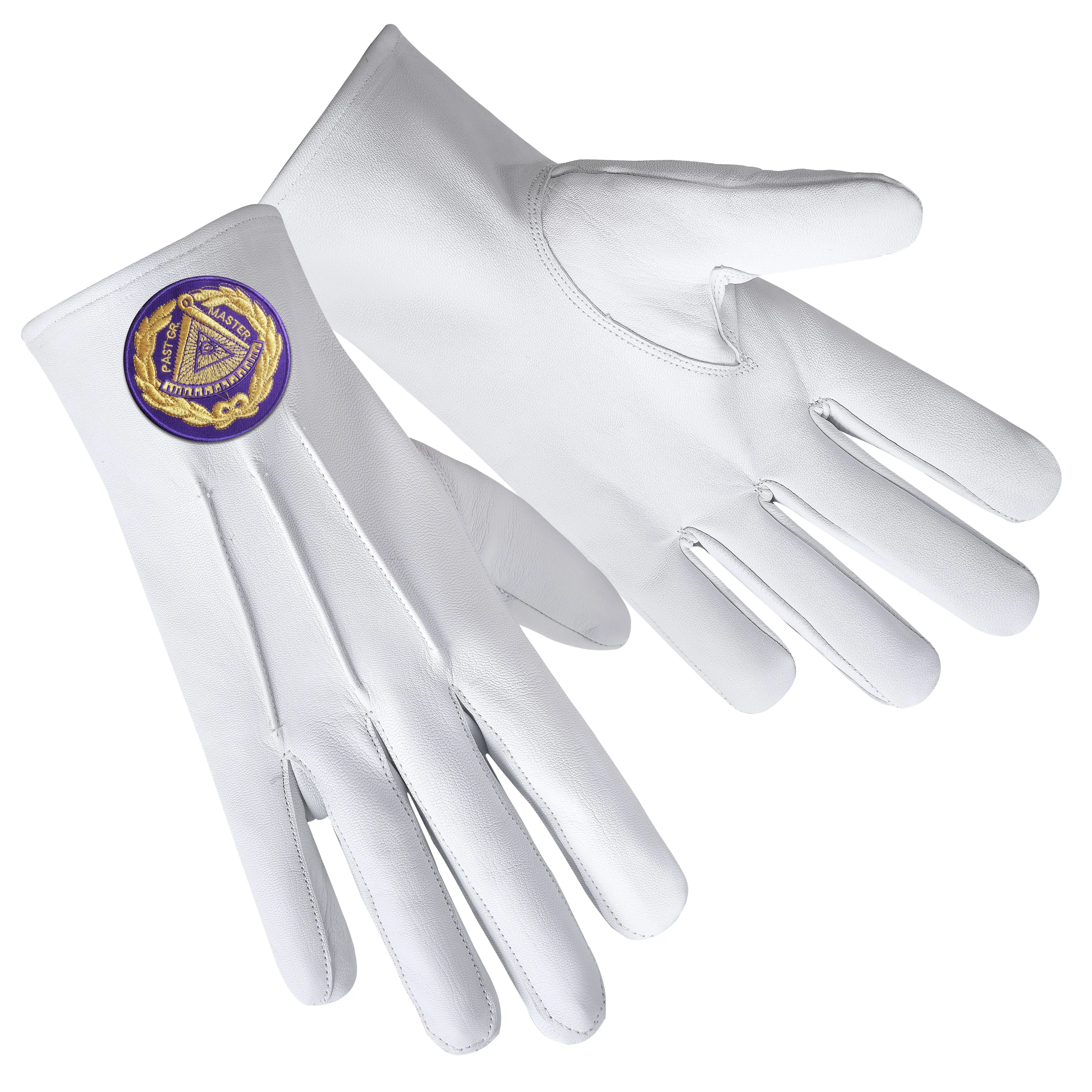 Past Grand Master Blue Lodge Gloves - Leather With Purple Patch