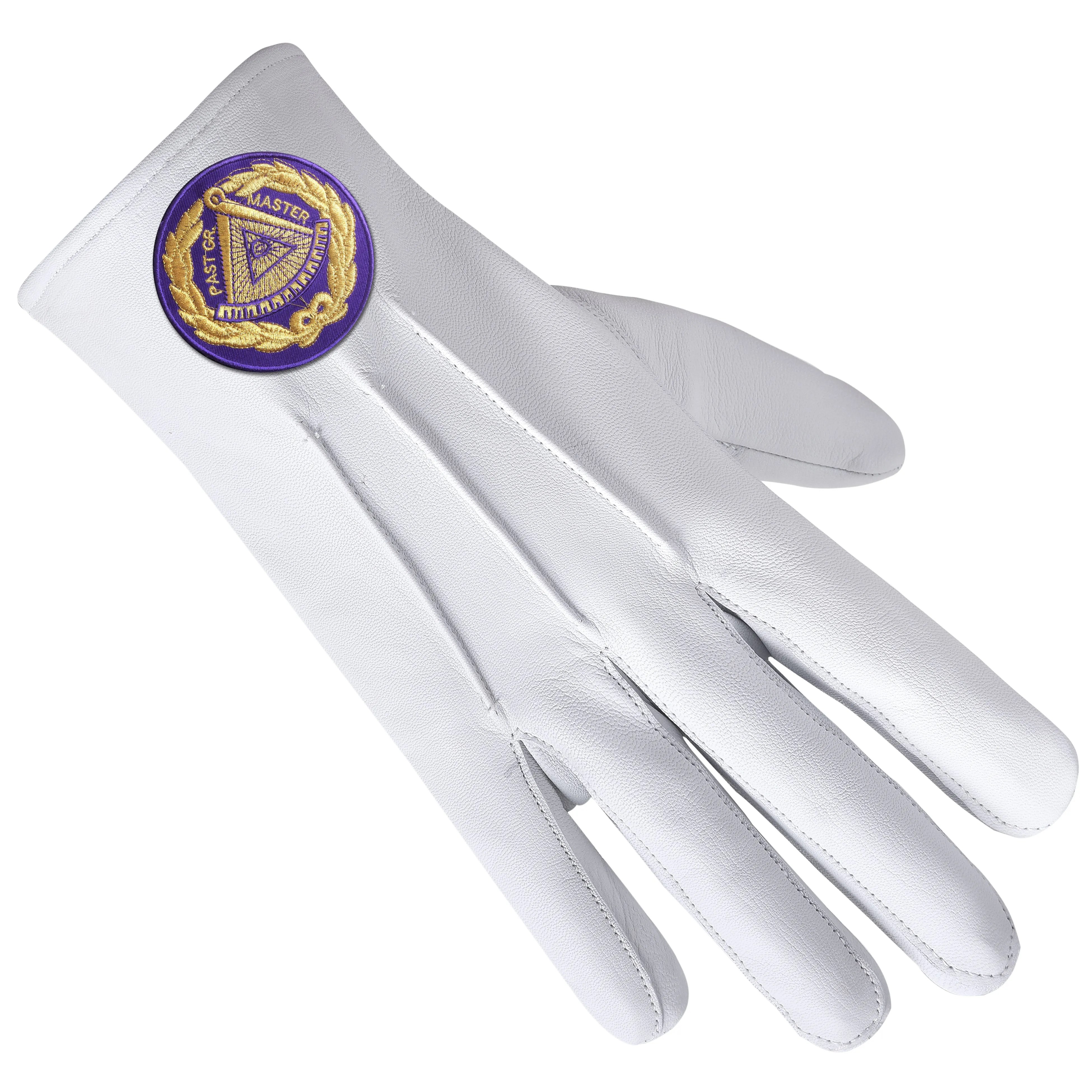 Past Grand Master Blue Lodge Gloves - Leather With Purple Patch