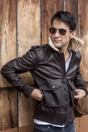 PILOT Leather Jacket - Natural Brown - Shearling