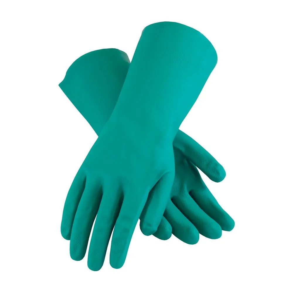 PIP Assurance 50-N140G 15 Mil Unlined and Unsupported Nitrile Gloves with Raised Diamond Grip, Green, Box of 12