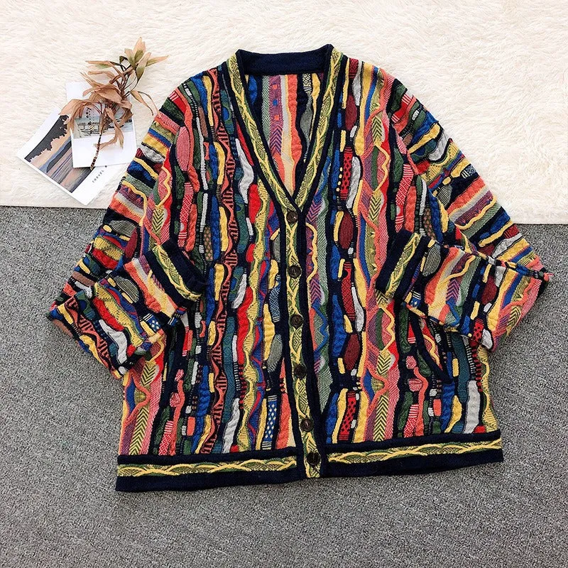 Pre Order:  Multicolor Oil Painting Graffiti Cardigan