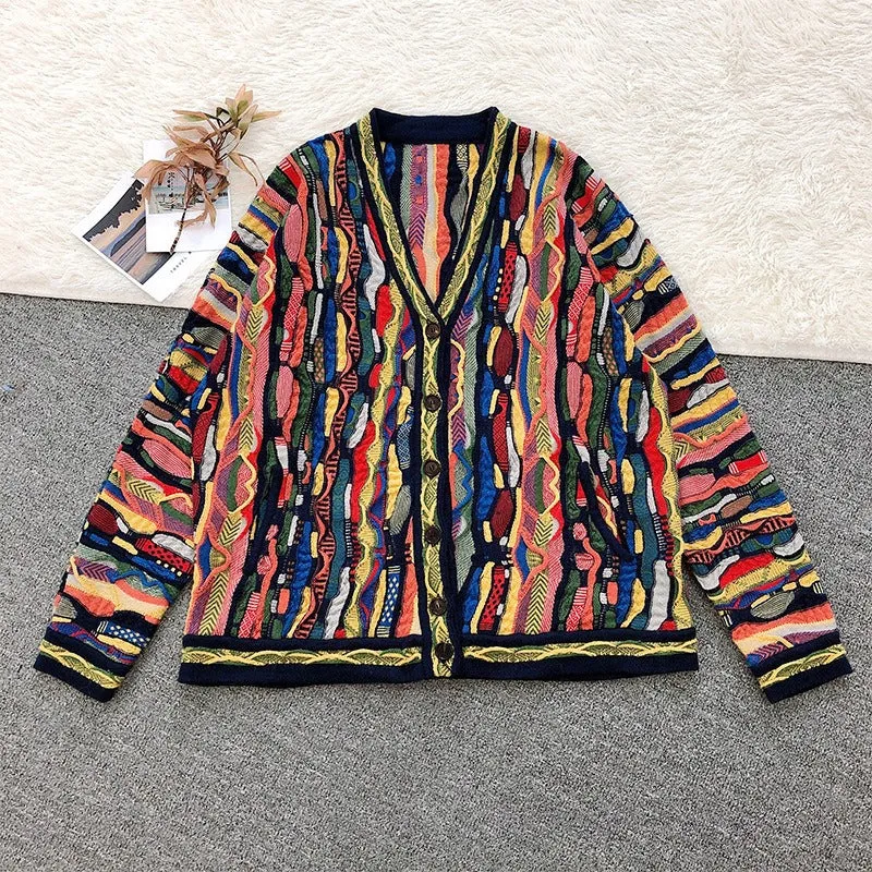 Pre Order:  Multicolor Oil Painting Graffiti Cardigan