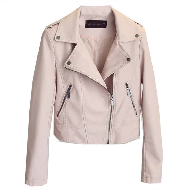 PU Short Women's Small Leather Jacket