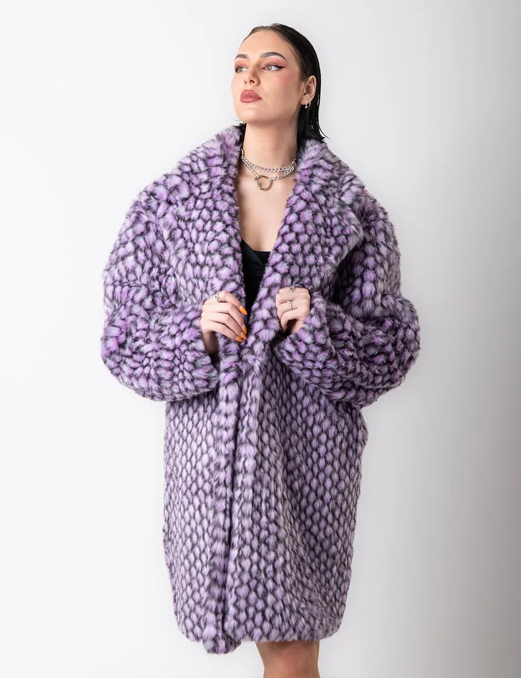 PURPLE MERMAID FAUX FUR JACKET - MID LENGTH ✰ MADE 4 U ✰