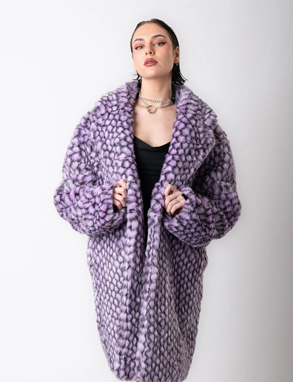 PURPLE MERMAID FAUX FUR JACKET - MID LENGTH ✰ MADE 4 U ✰