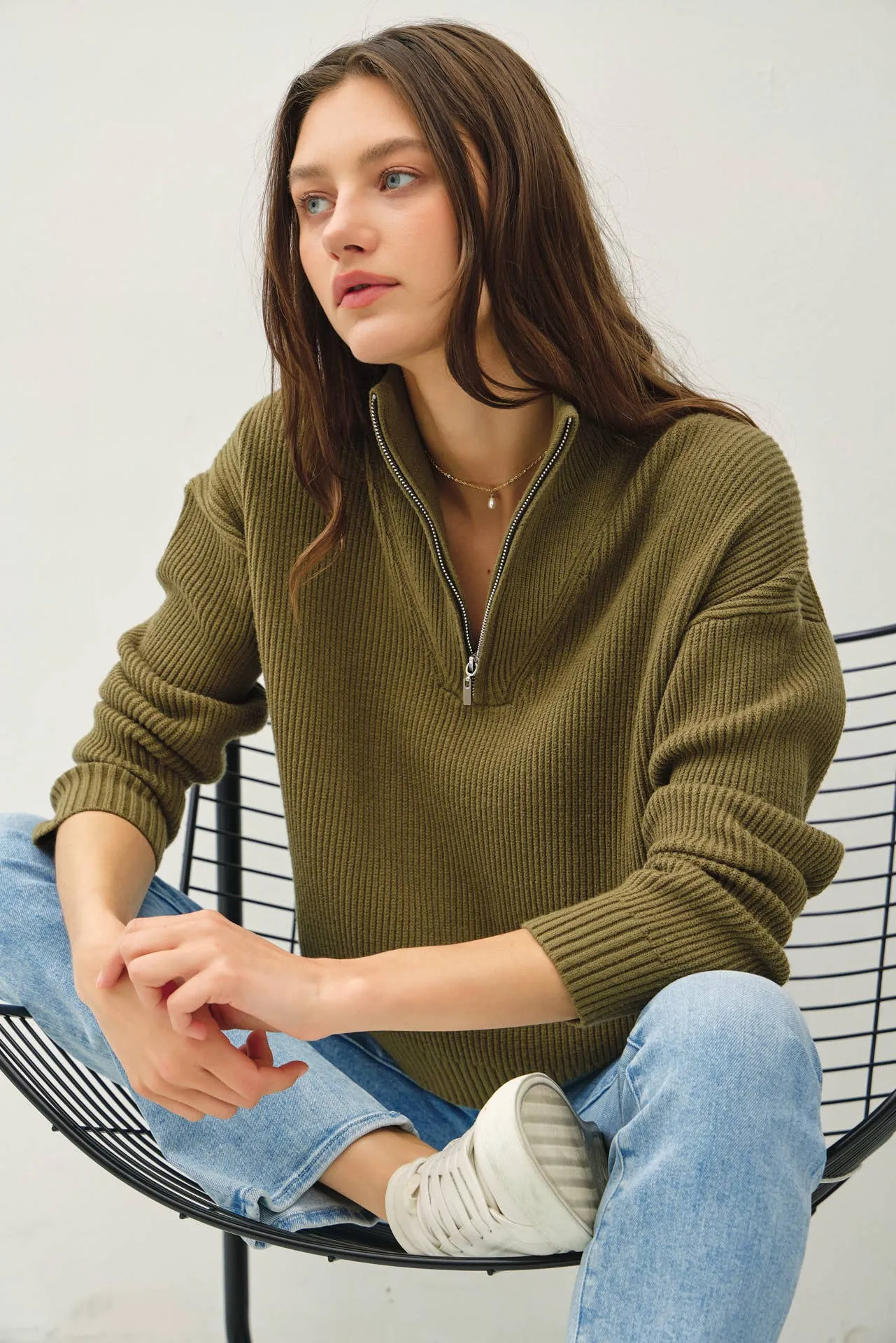 QUARTER ZIP PULLOVER SWEATER