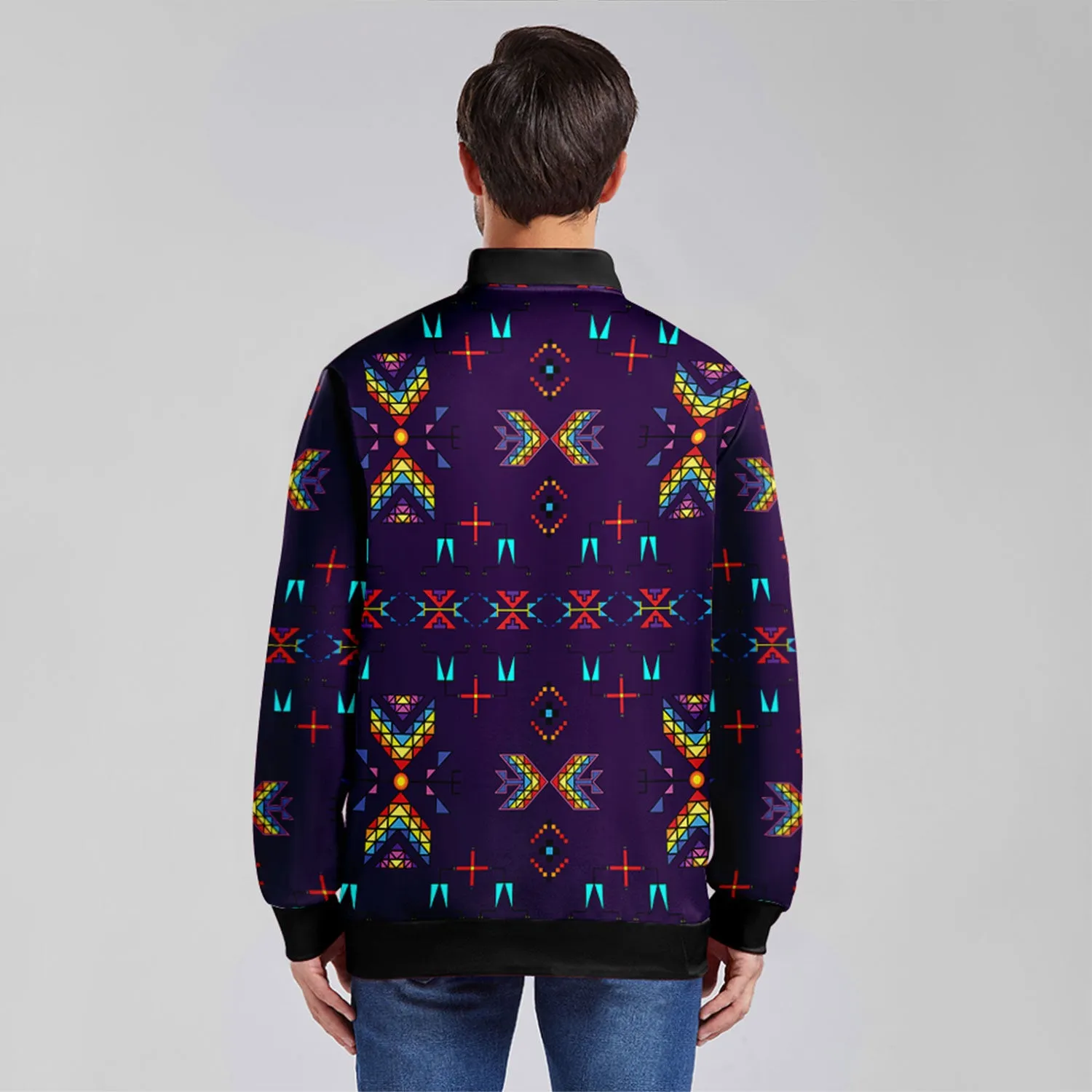 Rainy Chief Rainbow Dark Purple Zippered Collared Lightweight Jacket