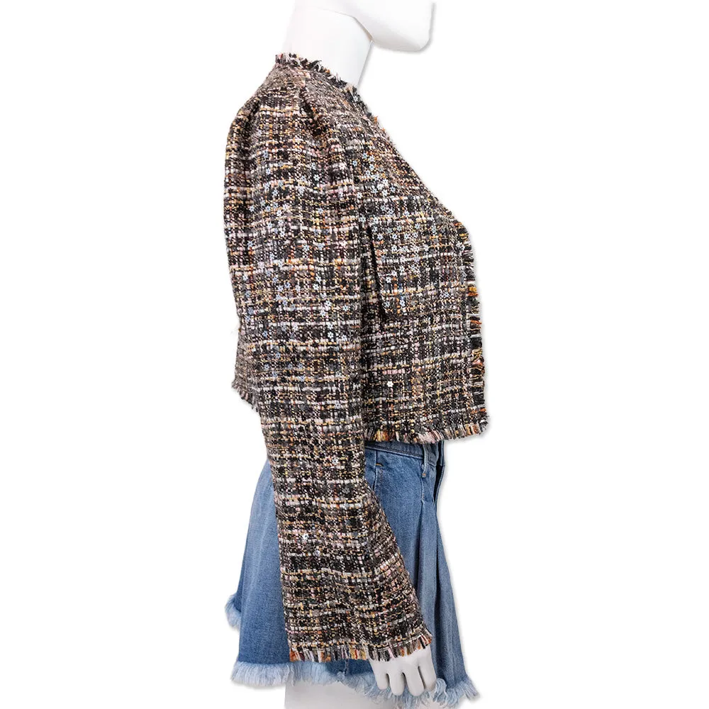 Ramy Brook Multicolored Sequin Knit Collarless Jacket