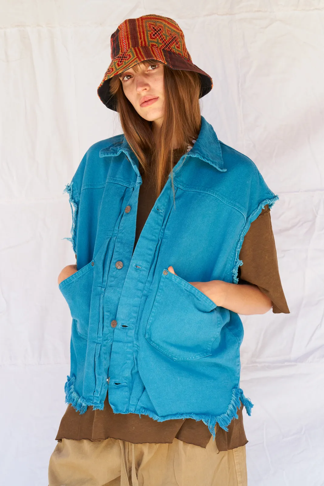 Randolph Sleeveless Jacket in Baltic Blue