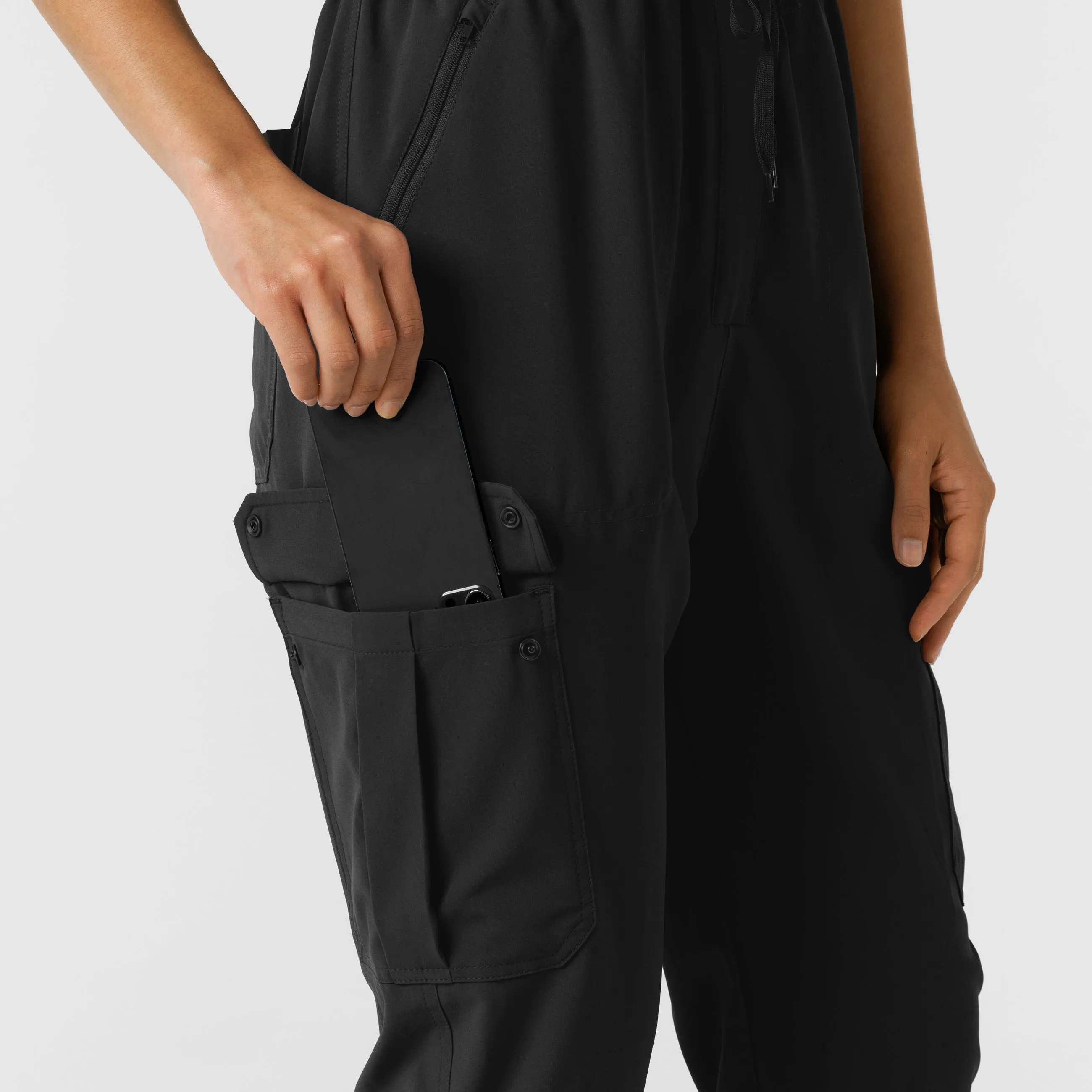 RENEW Women's Cargo Jogger Scrub Jumpsuit - Black