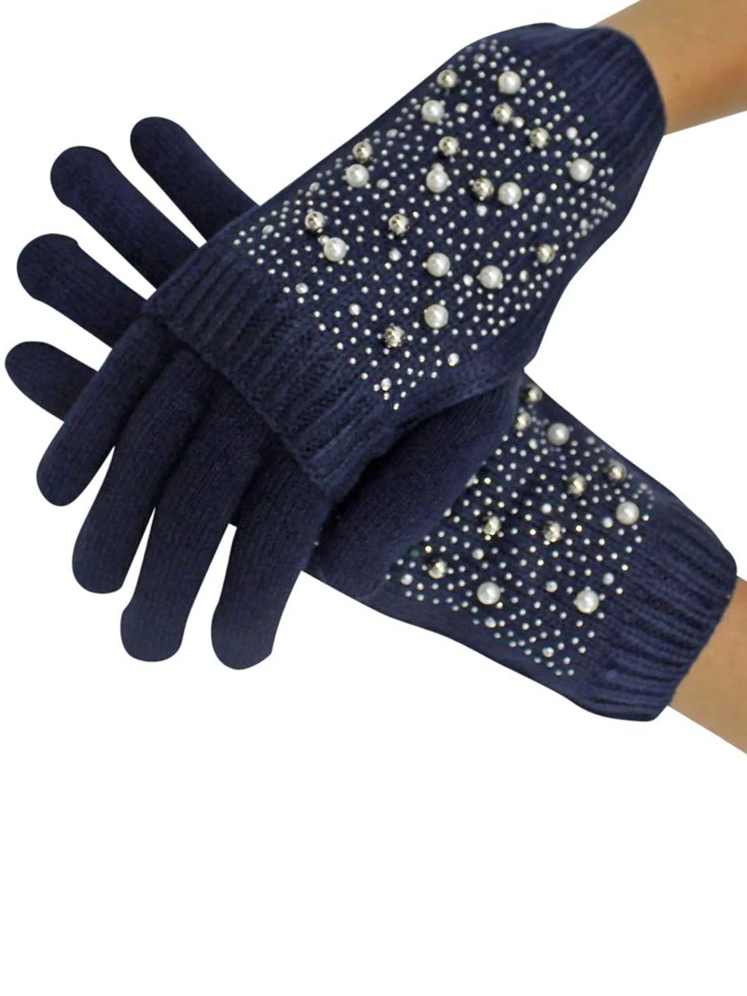 Rhinestone & Pearl Knit Arm Warmers & Gloves