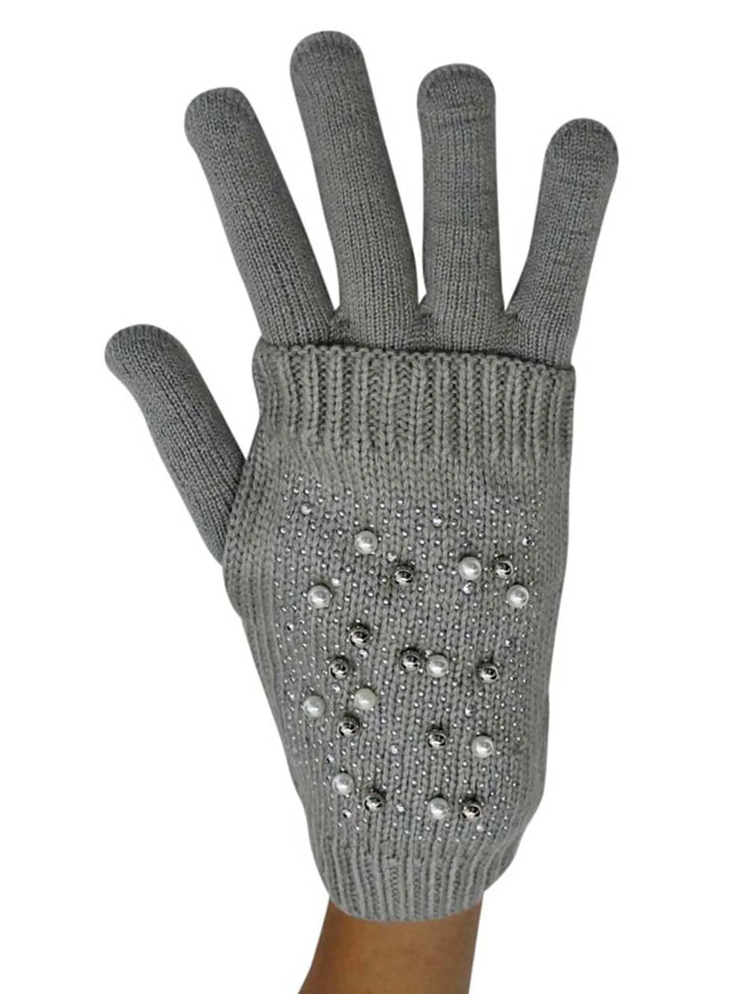 Rhinestone & Pearl Knit Arm Warmers & Gloves