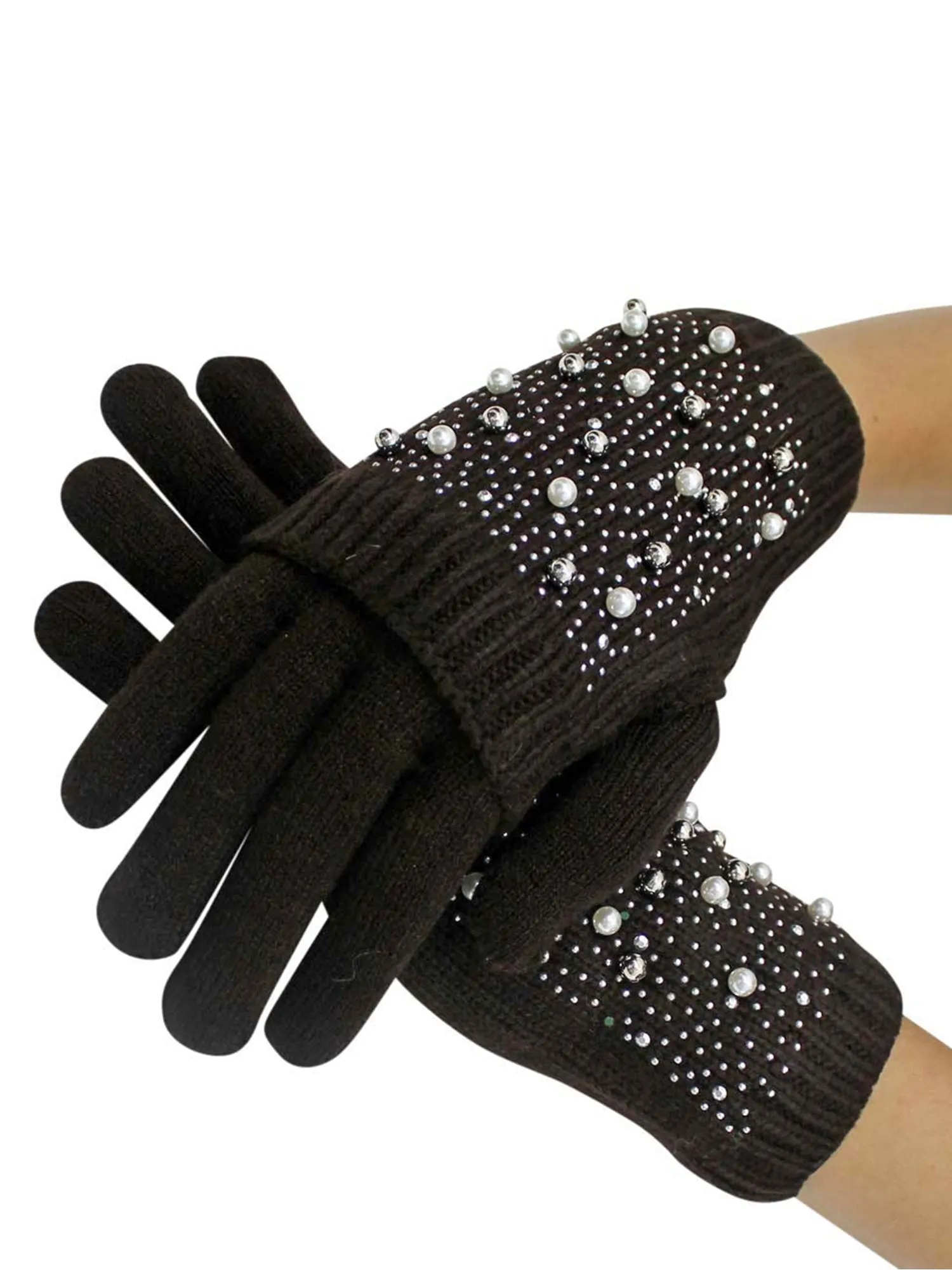 Rhinestone & Pearl Knit Arm Warmers & Gloves