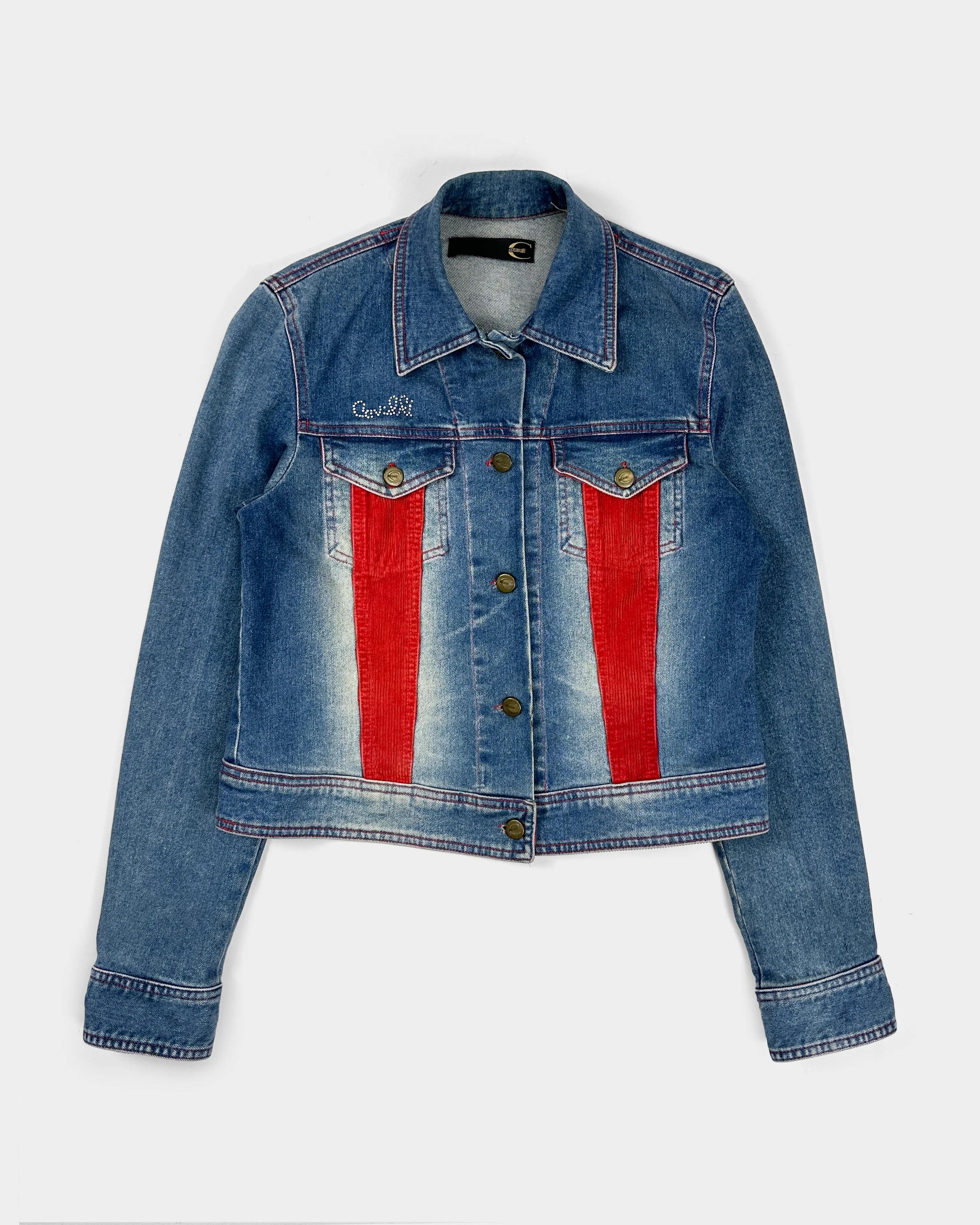 Roberto Cavalli Corduroy Stripes Denim Jacket 2000's