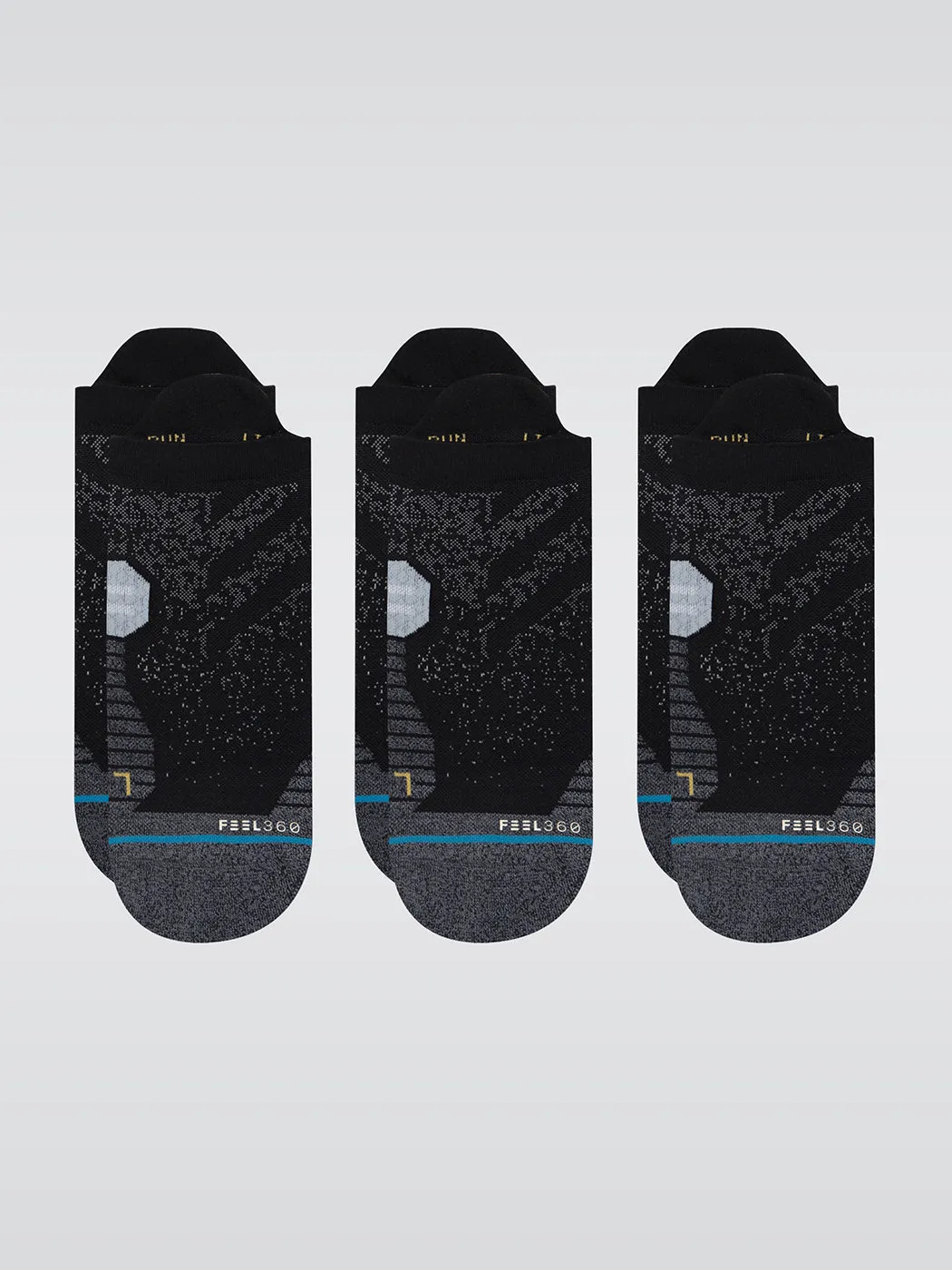 Run Tab St 3 Pack Socks - Black