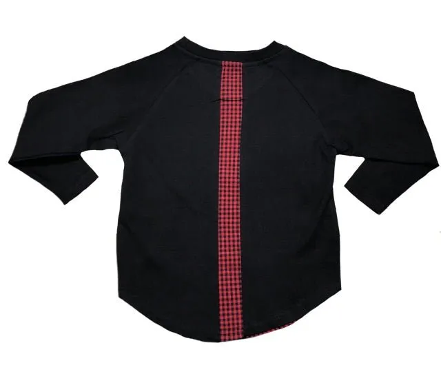 SALE Brooklyn Long Sleeve Tee Black/Red Check - Only Adult sizes left