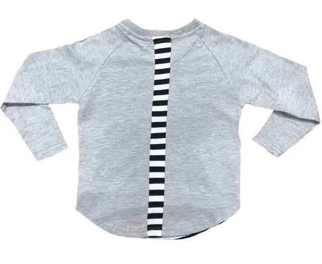 SALE Brooklyn Long Sleeve Tee Grey/Stripe - only Adults Sizes Left