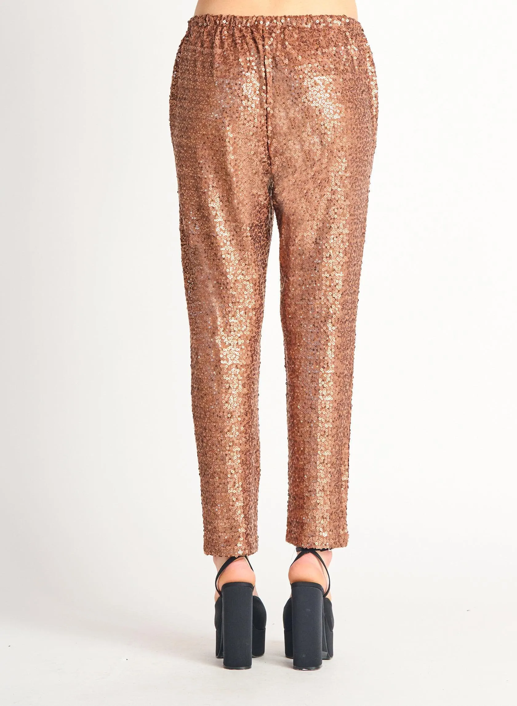 Sequin Joggers Rose Gold