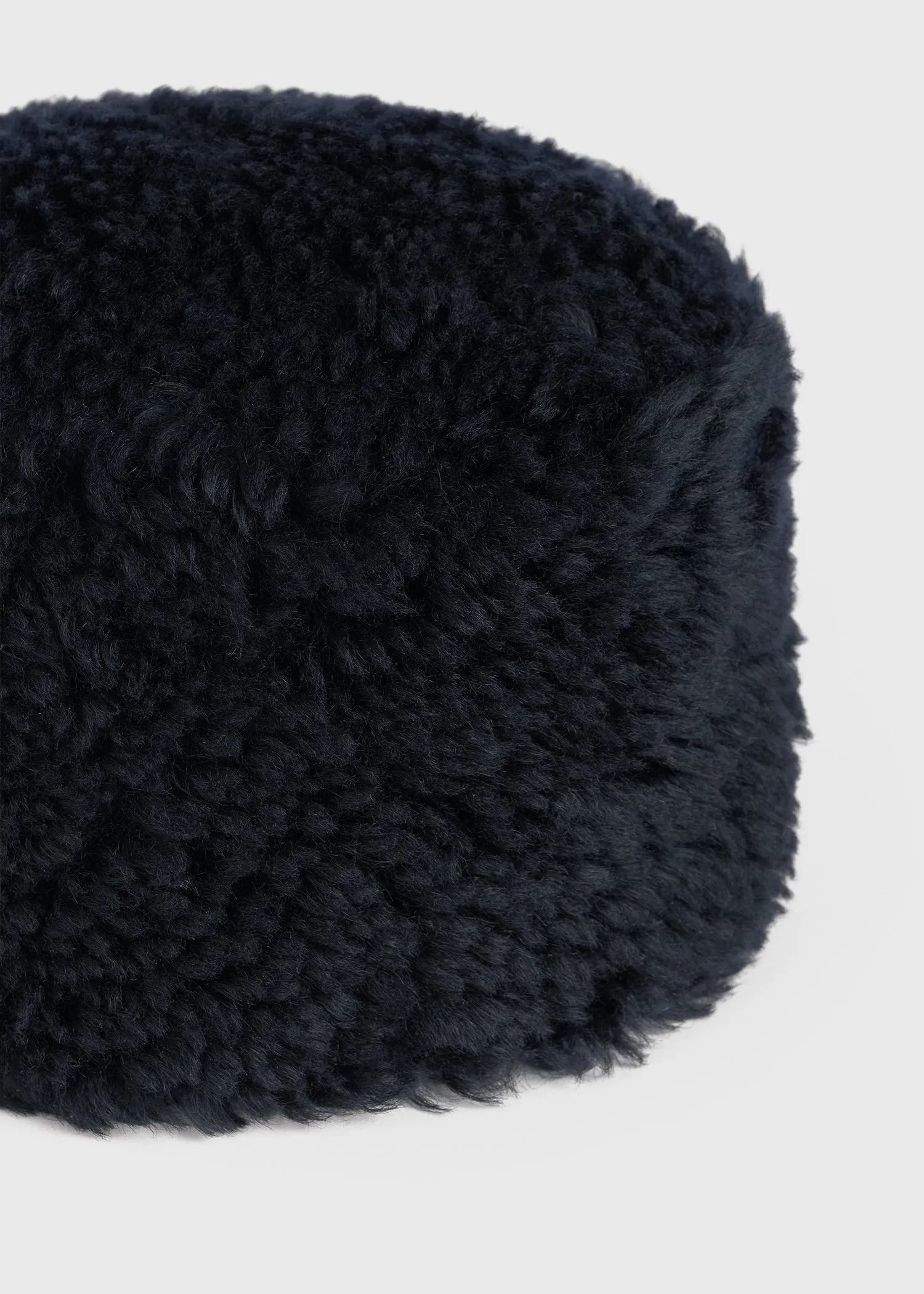 Shearling pillbox hat navy