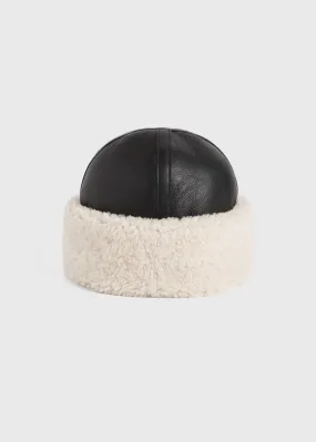 Shearling winter hat black/off white