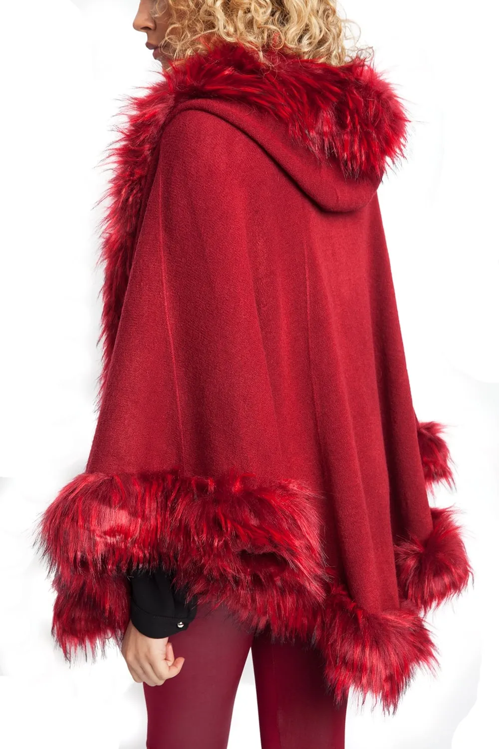 Short Faux Fur Cape With Sleeves