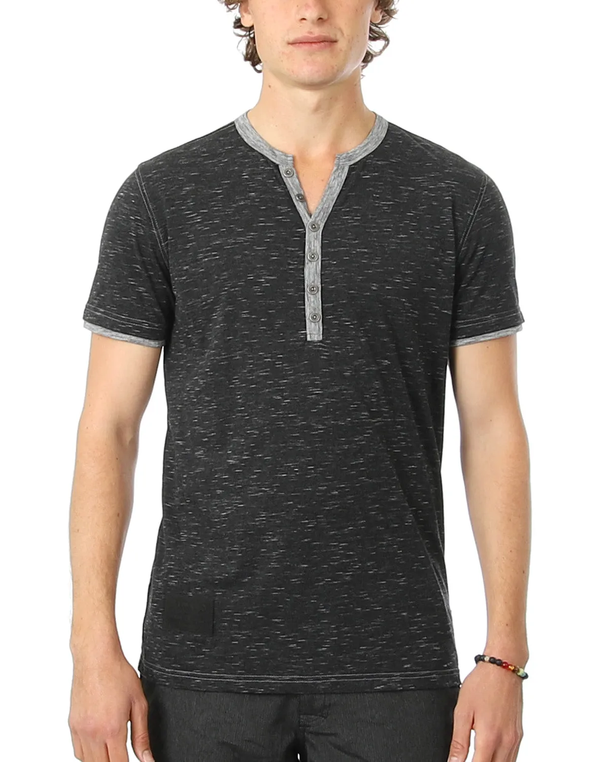 SHORT SLEEVE CONTRAST HEM HENLEY