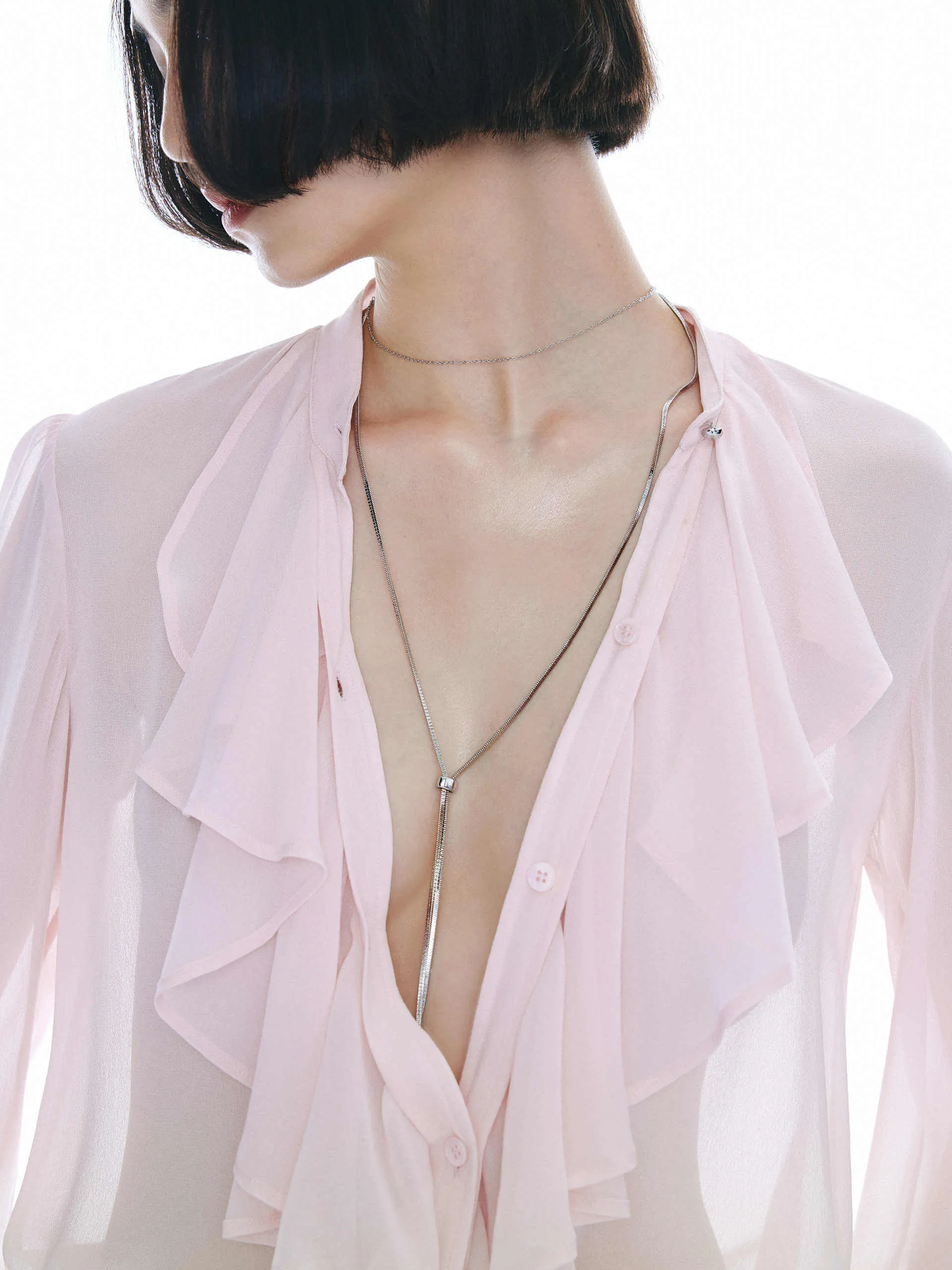 Silk Ruffles Detail Blouse