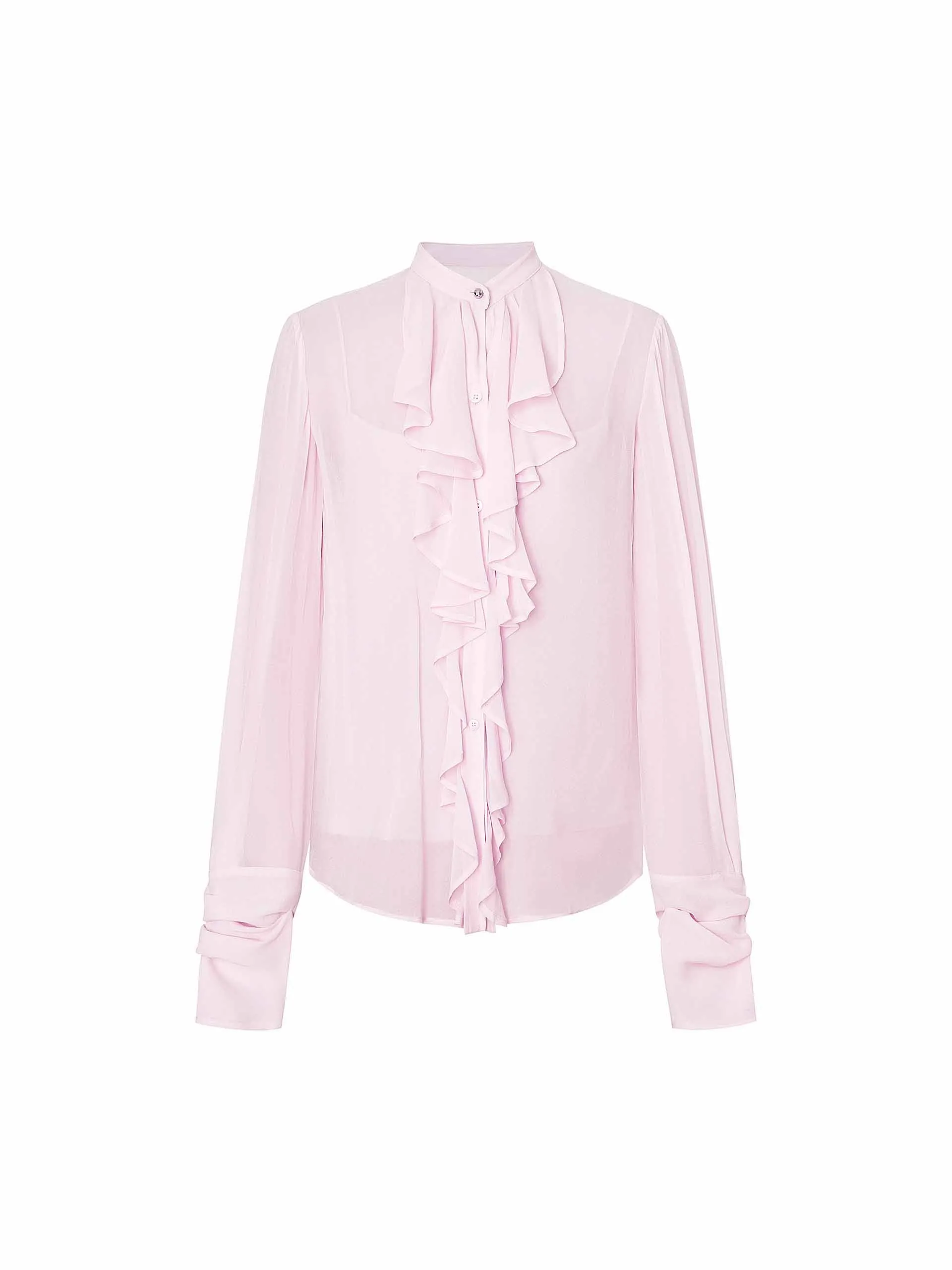 Silk Ruffles Detail Blouse