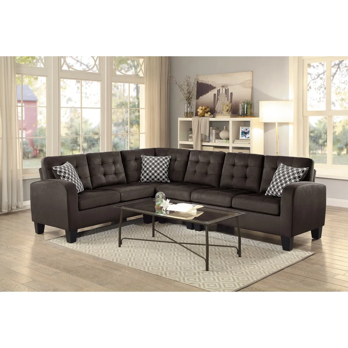 Sinclair Chocolate Reversible Sectional