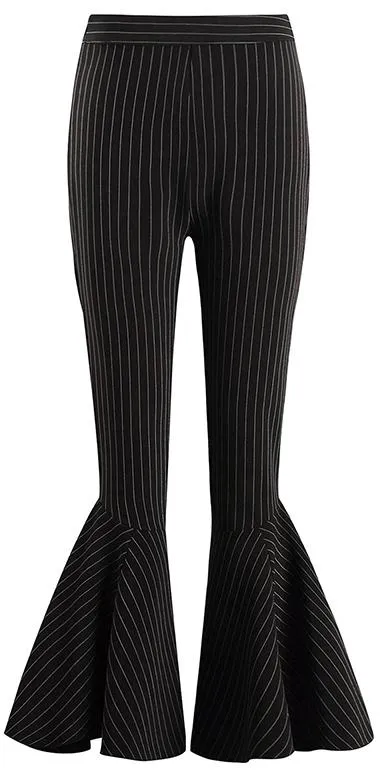 'Sinuous' Pinstripe Crepe Flared Pants