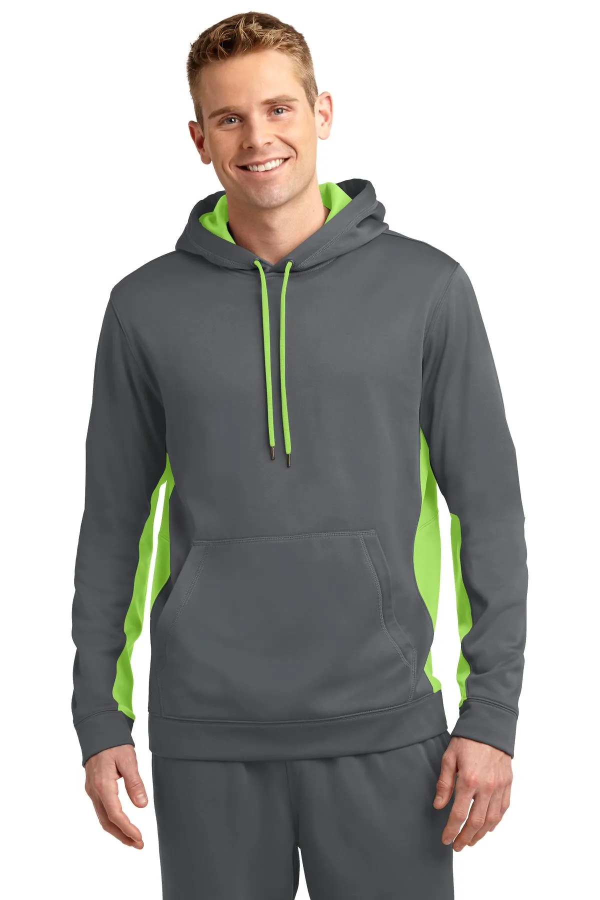 Sport-Tek® Sport-Wick® Fleece Colorblock Hooded Pullover. ST235