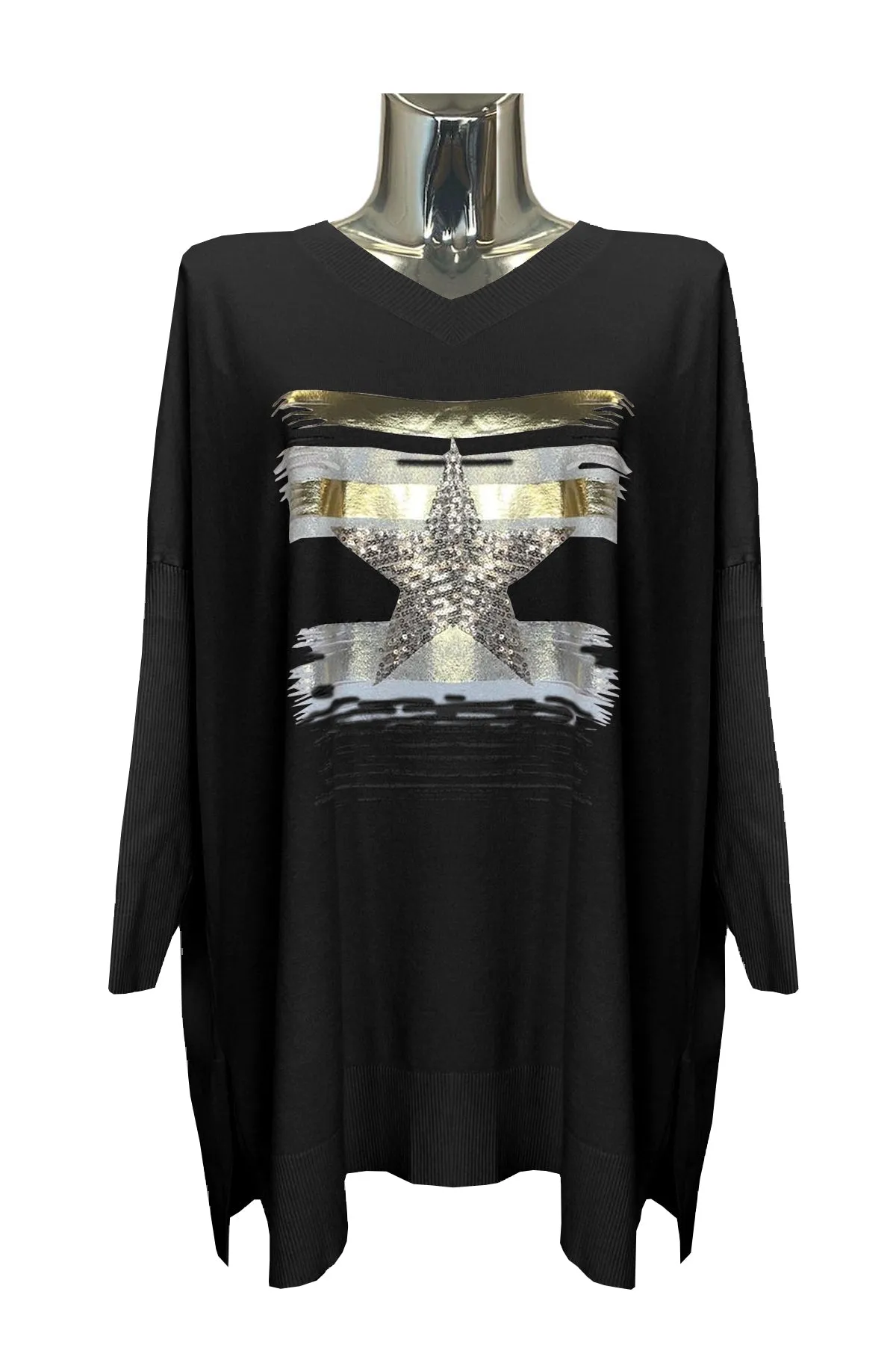 Star Foil Print Knit Jumper