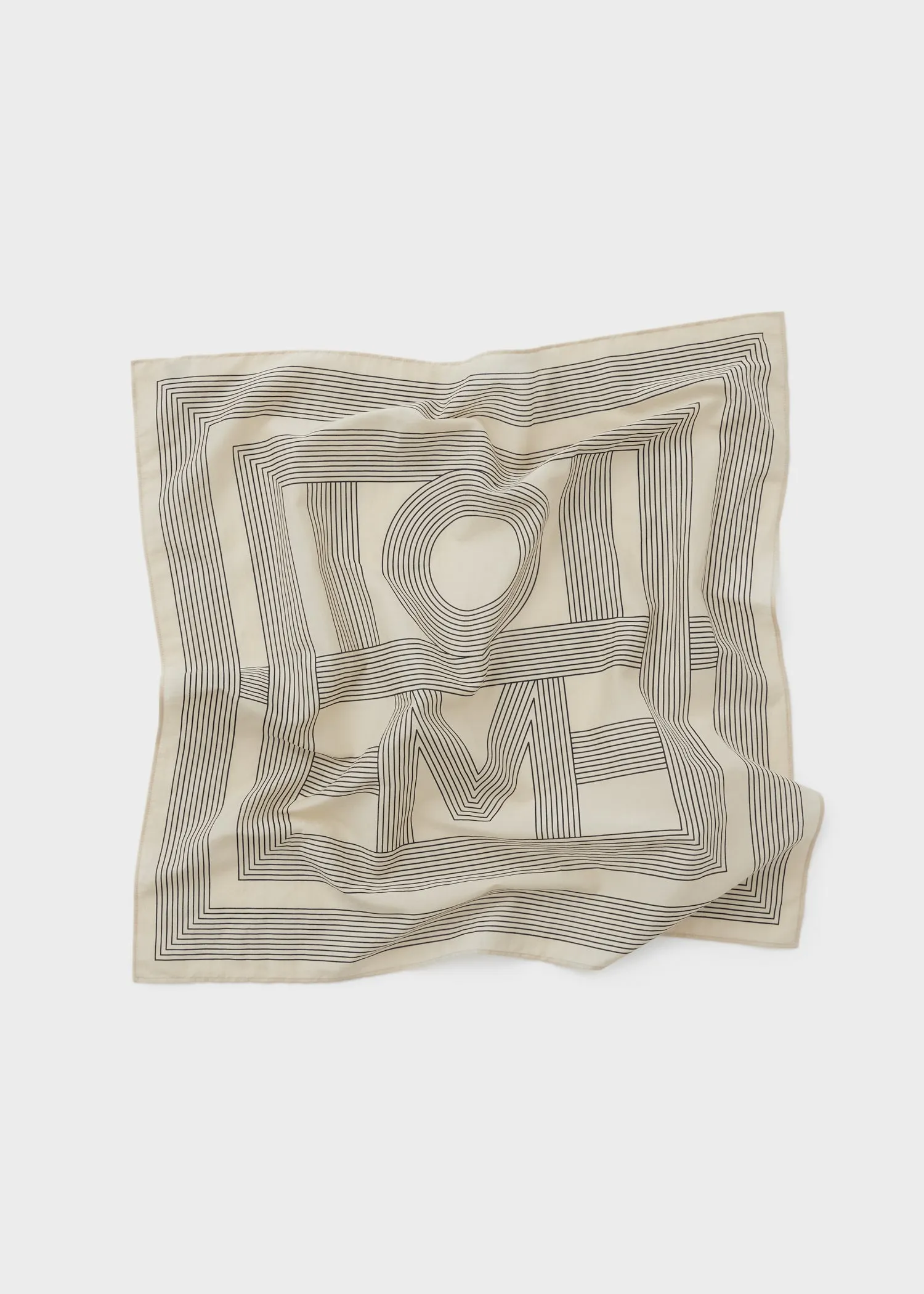 Striped monogram cotton silk scarf crème