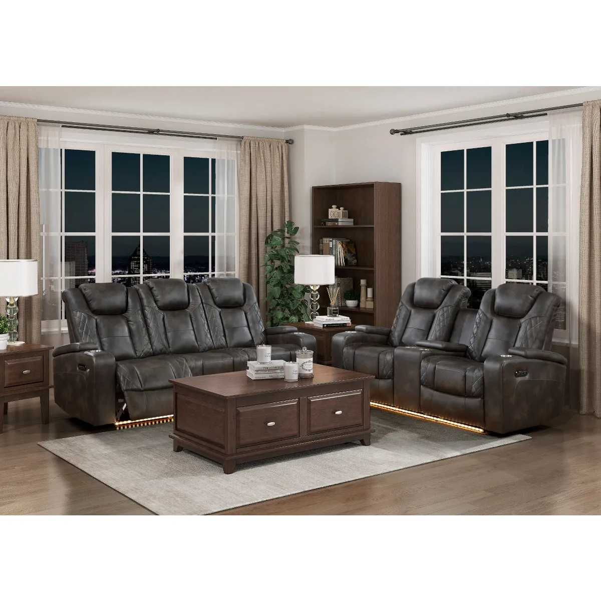 Tabor Power Reclining Loveseat with Storage and Cupholders