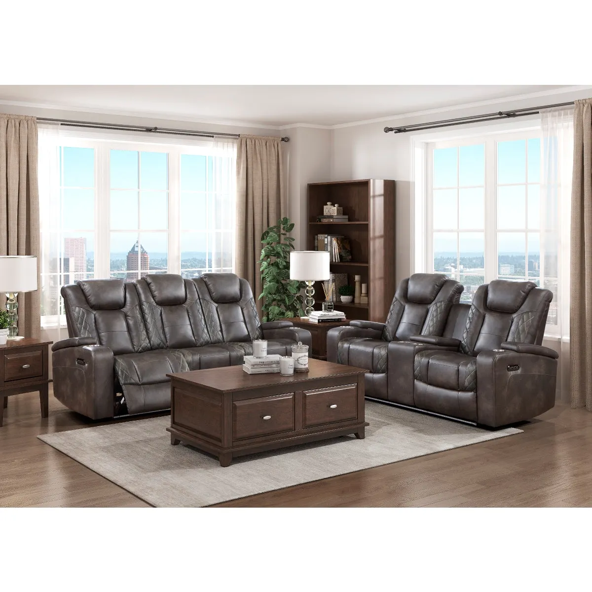 Tabor Power Reclining Loveseat with Storage and Cupholders