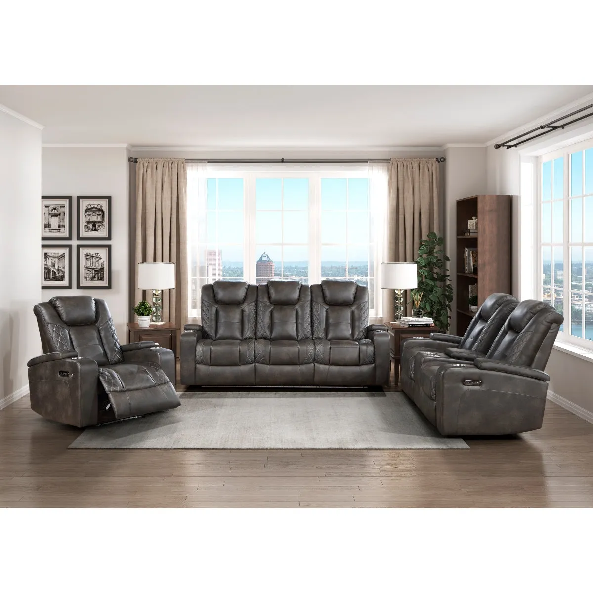 Tabor Power Reclining Loveseat with Storage and Cupholders