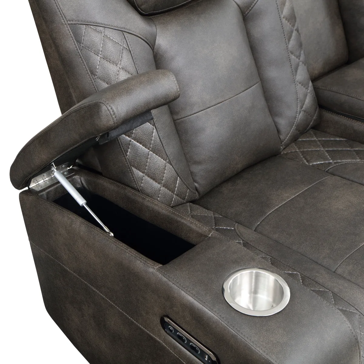 Tabor Power Reclining Loveseat with Storage and Cupholders