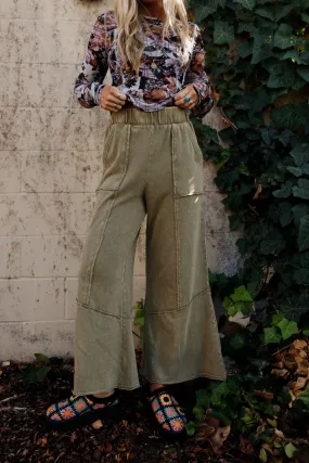 The Nest Sunset Shore Wide Leg Pants - Olive