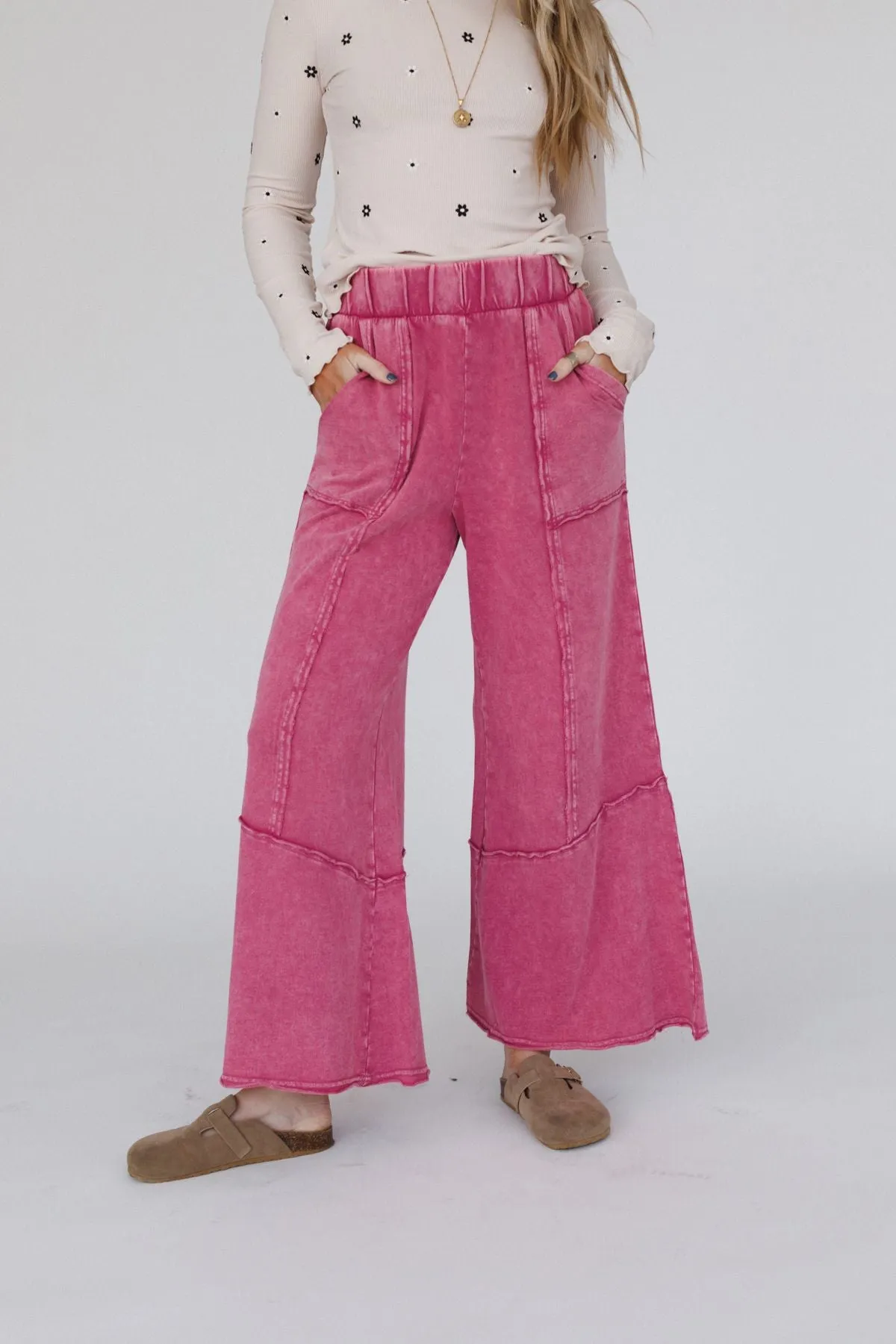 The Nest Sunset Shore Wide Leg Pants - Rose Petal