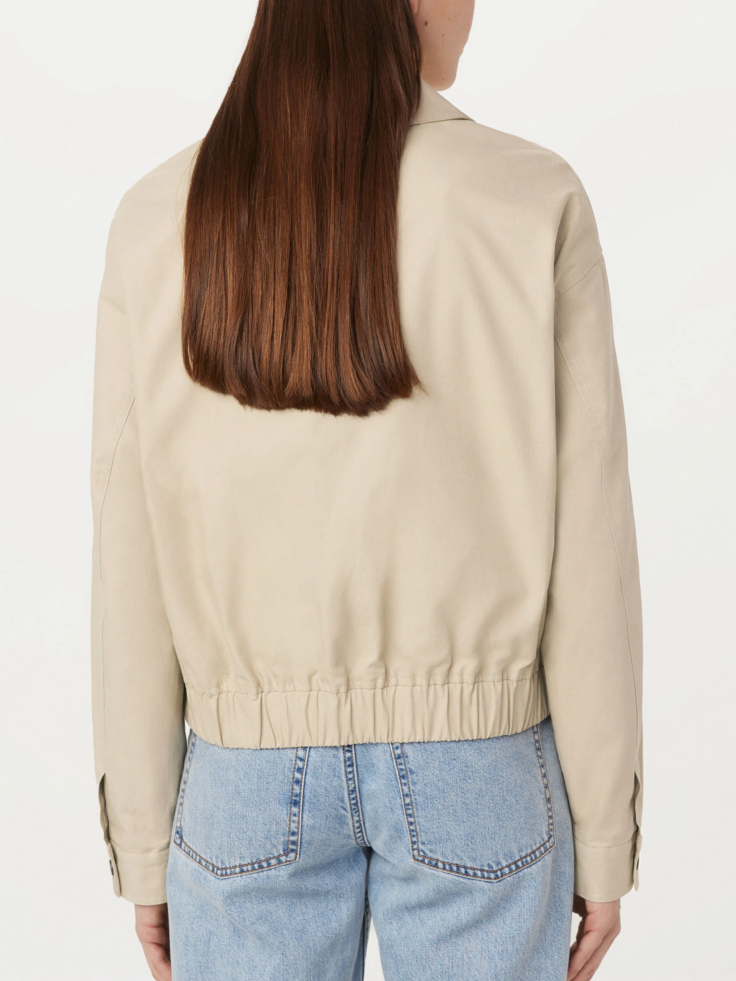 The Zip Up Bomber Jacket in Light Beige