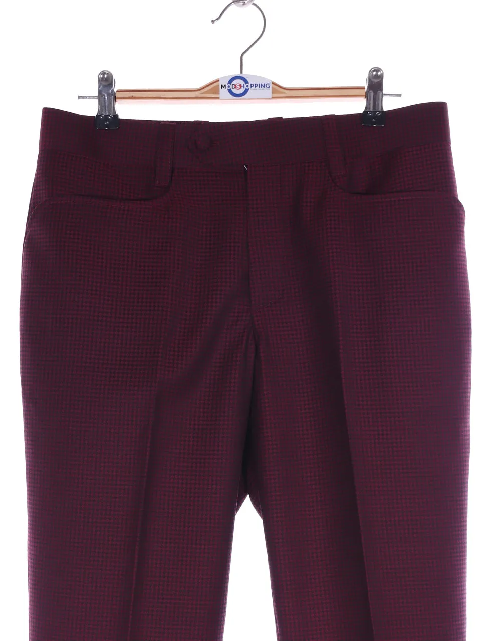 Three Piece Suit - Burgundy Check Men's Suit