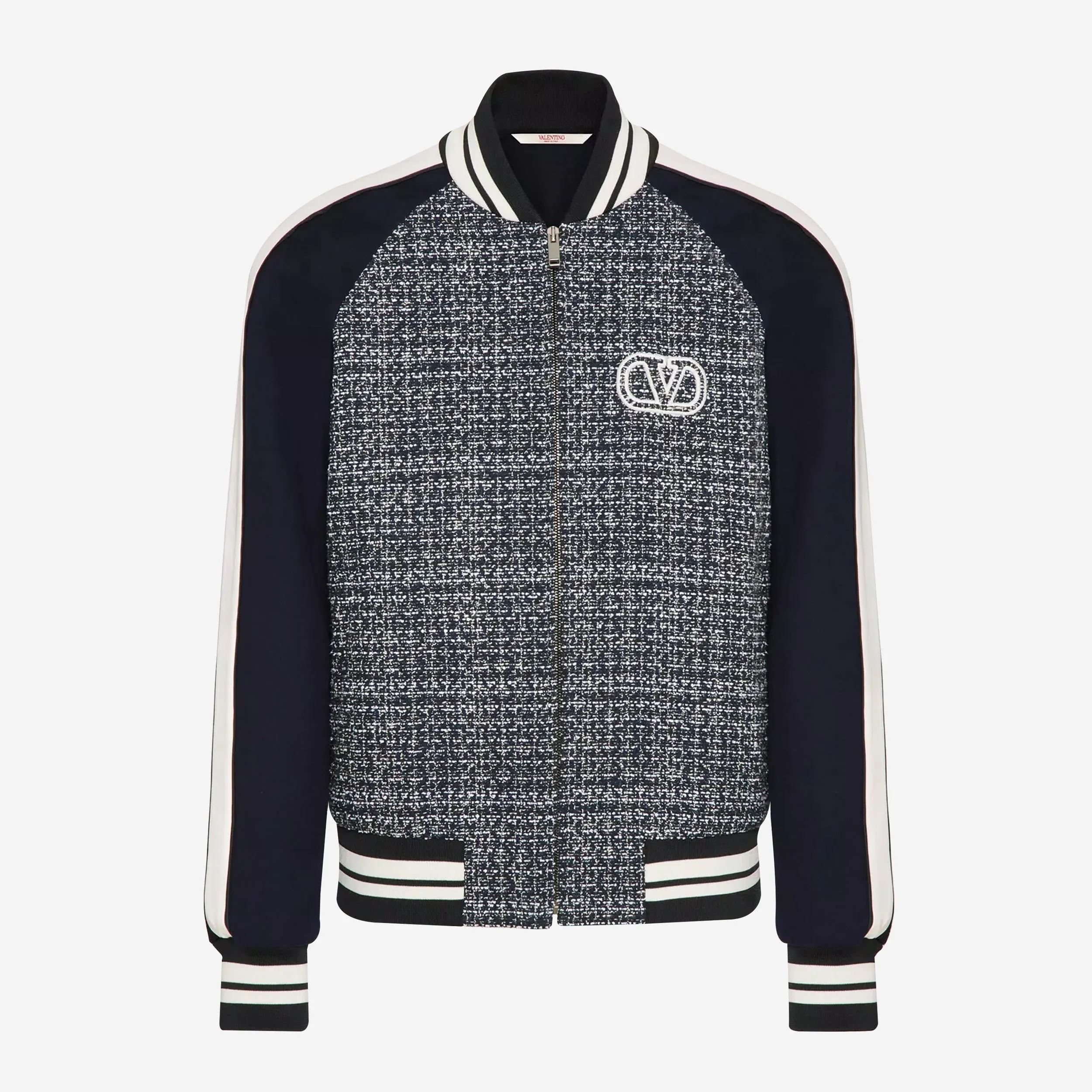 Valentino Garavani V Logo Cotton And Viscose Tweed Bomber Jacket