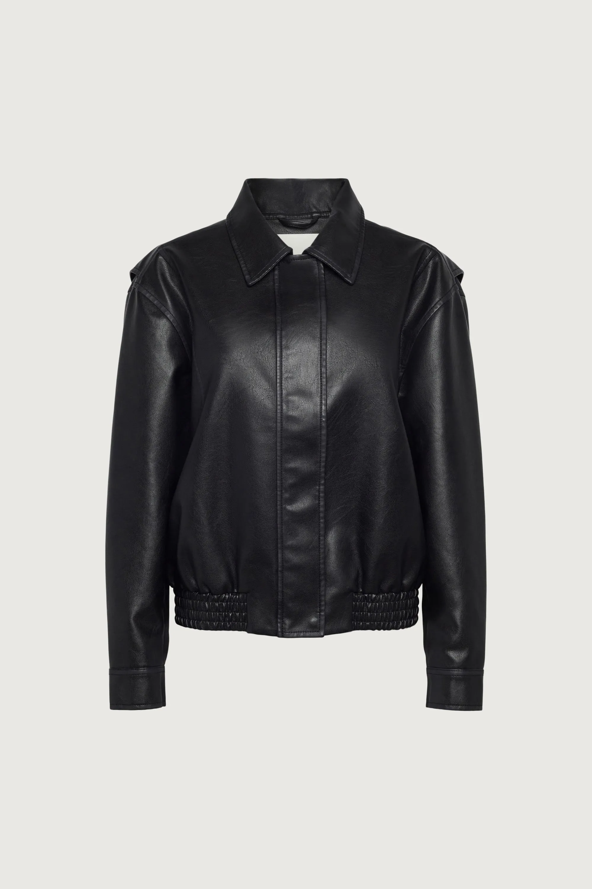 VINTAGE INSPIRED VEGAN LEATHER BOMBER JACKET