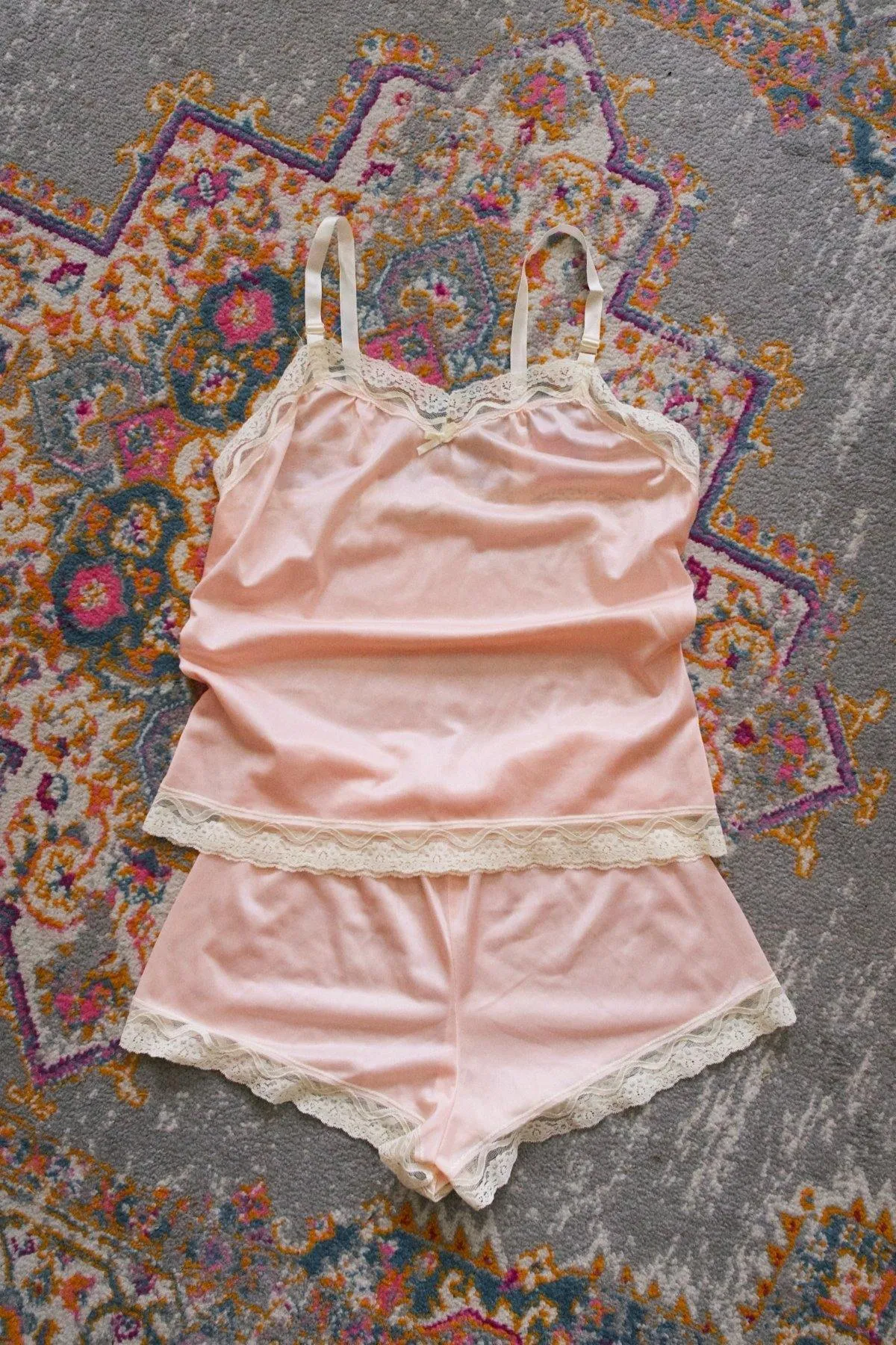 Vintage Pink Lace Lingerie Set