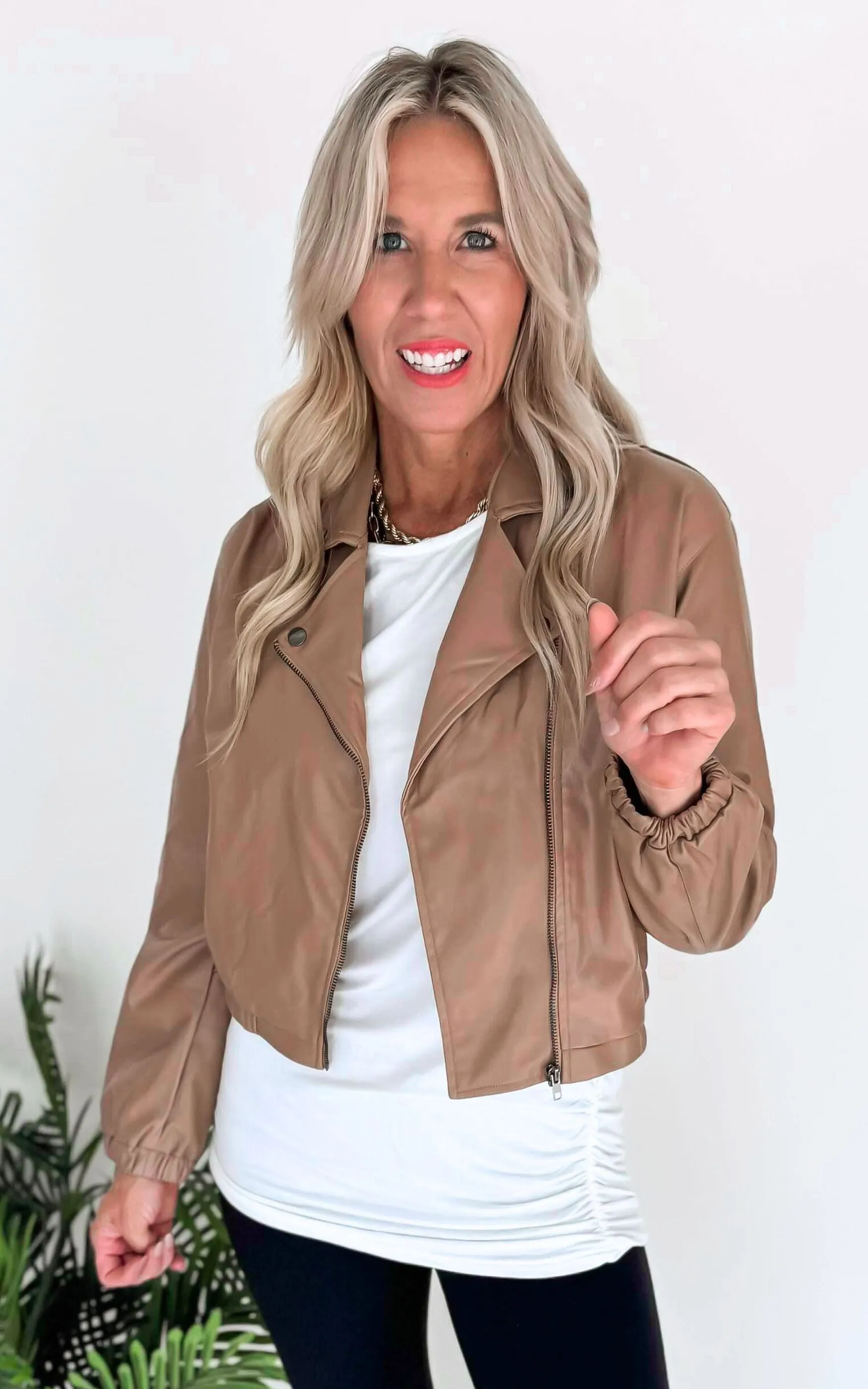 Wait for You Faux Leather Bomber Jacket