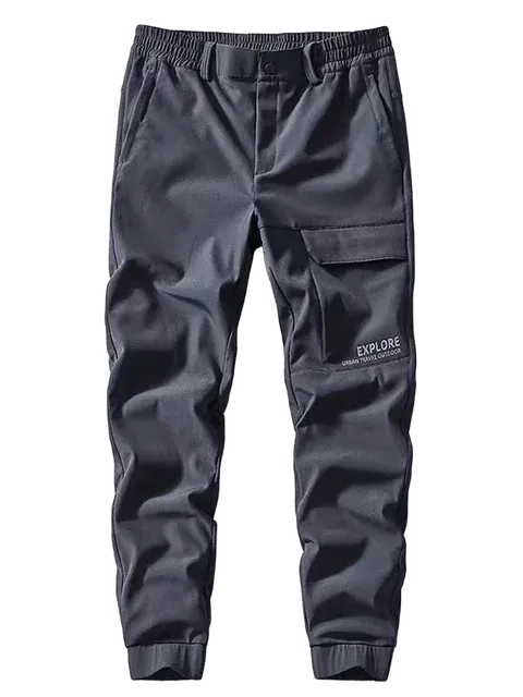 Wiaofellas New Winter Cargo Pants Men Outdoor Waterproof/Windproof Fleece Lined Stretched Softshell Warm Pants Casual Thermal Trousers