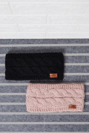 Women Pink And Black Knitted Headwarmer Set (Pack Of 2)